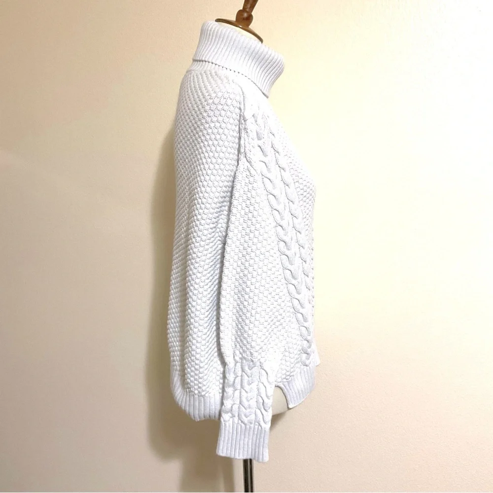 a.n.a. Cable Knit Sweater Turtle Neck M Silver Gray